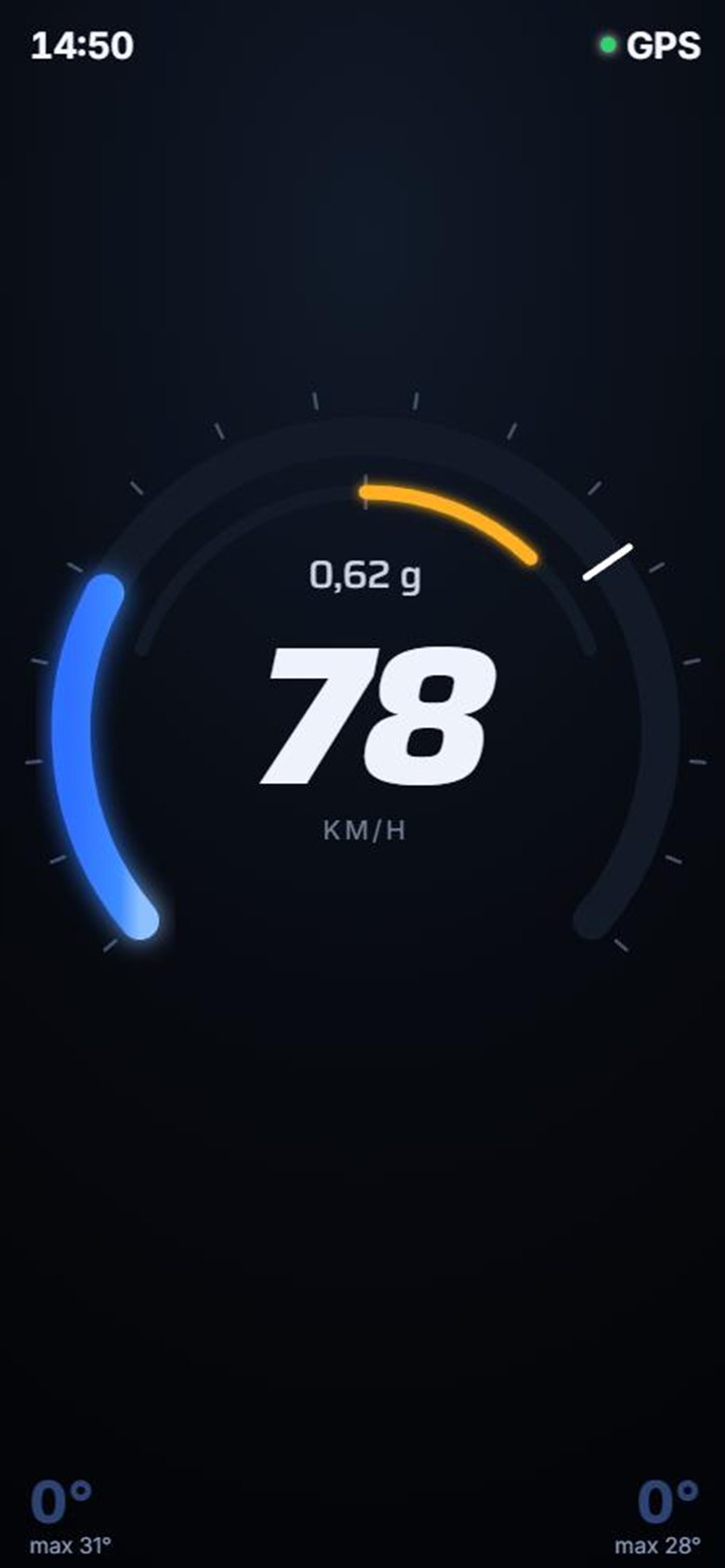Sport riding screen while riding at 78 km/h